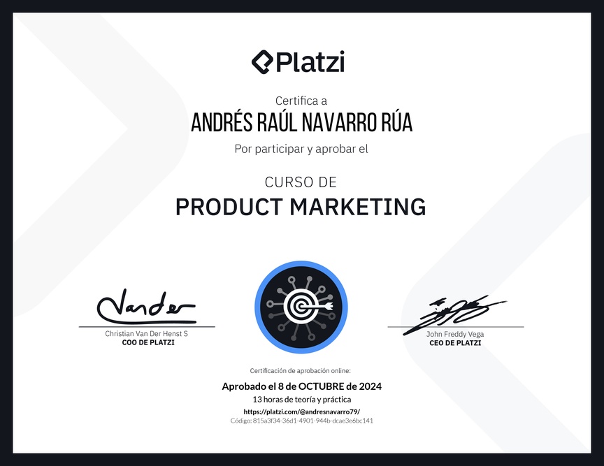 Diploma del Curso de Product Marketing