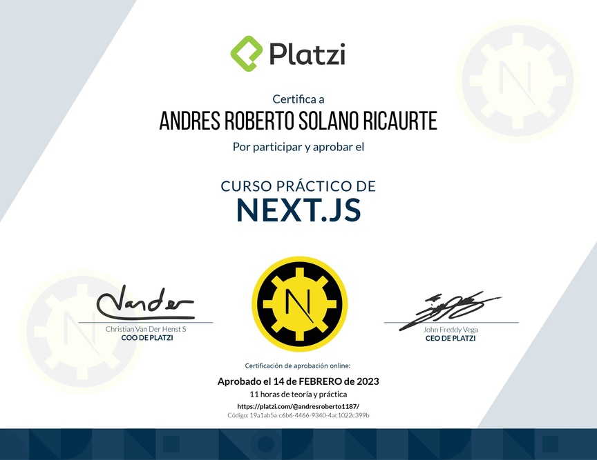 Diploma del Curso Práctico de Next.js