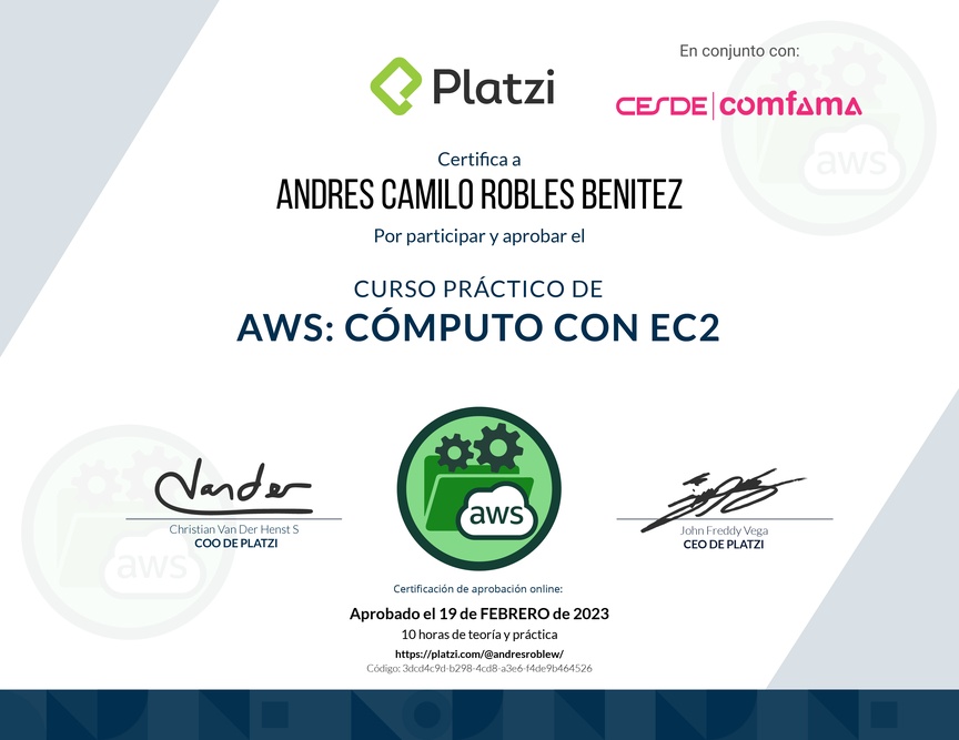 Diploma del Curso Práctico de AWS: Cómputo con EC2