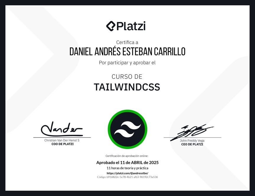 Diploma del Curso de TailwindCSS