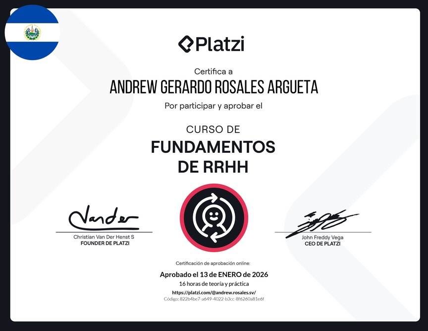 Diploma del Curso de Fundamentos de Recursos Humanos