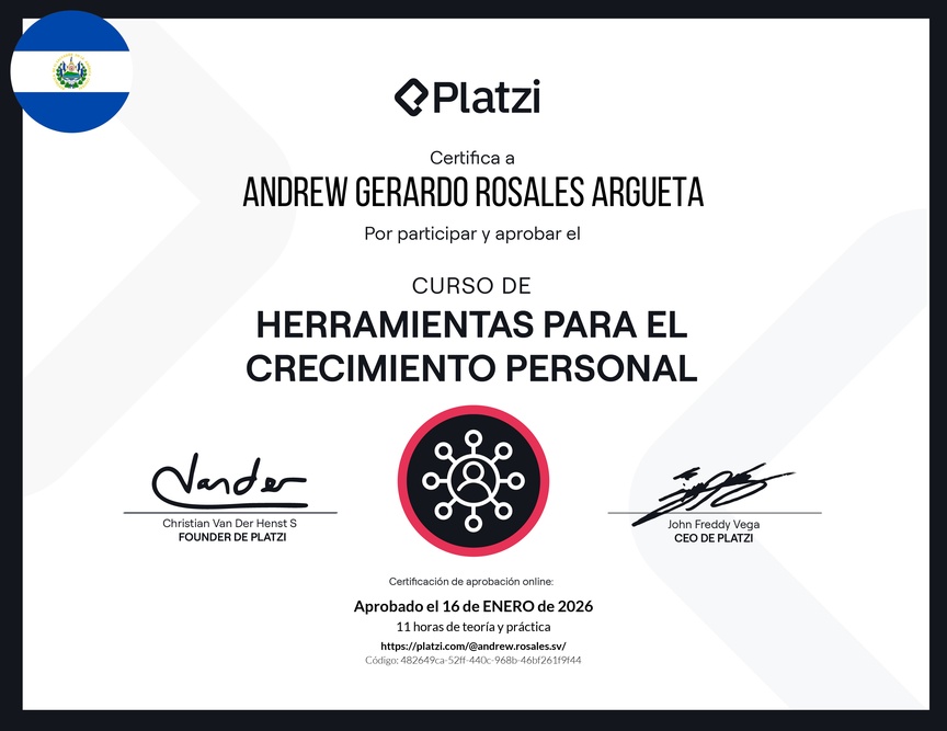 Diploma del Curso de Herramientas para el Crecimiento Personal
