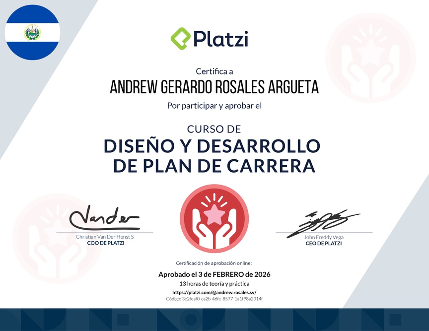 Diploma del Curso de Diseño y Desarrollo de Plan de Carrera