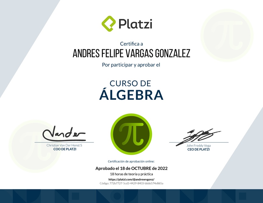 Diploma del Curso de Álgebra