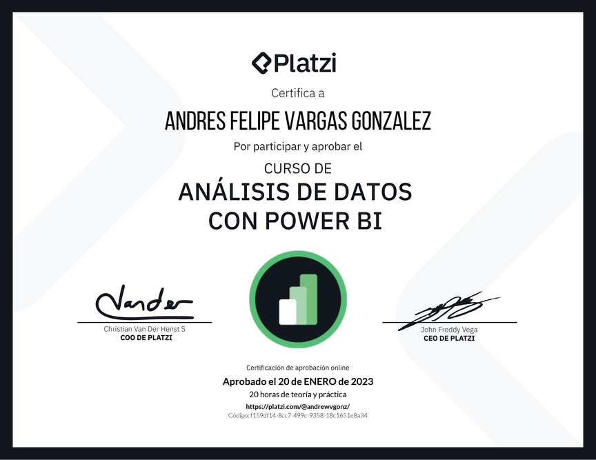 Diploma del Curso de Análisis de Datos con Power BI