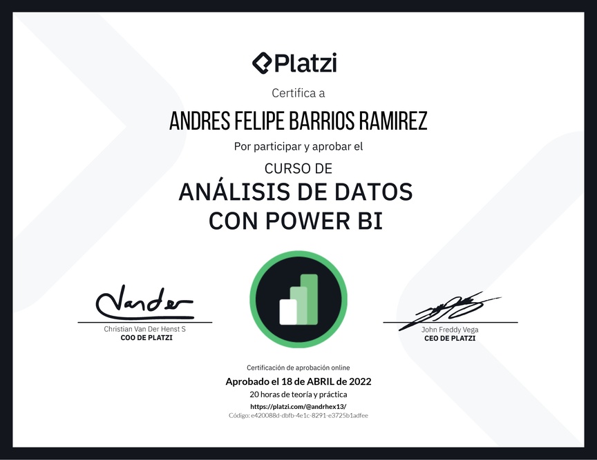 Diploma del Curso de Análisis de Datos con Power BI