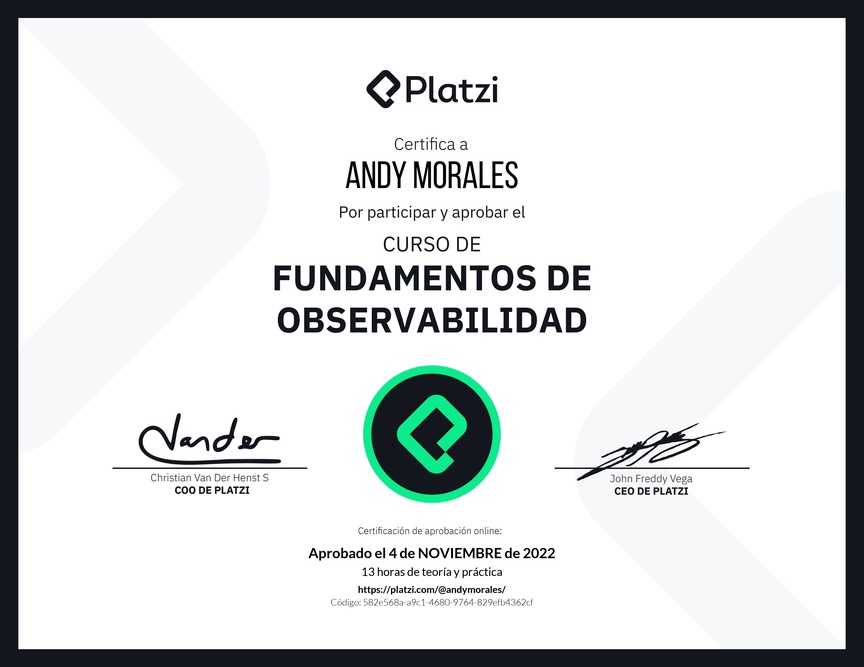 Diploma del Curso de Fundamentos de Observabilidad con New Relic