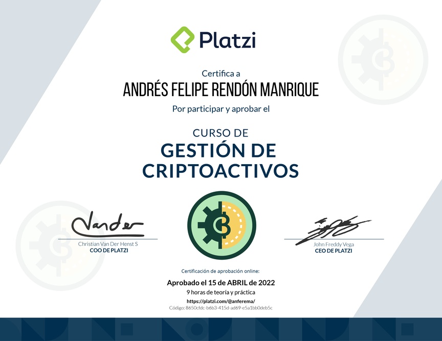 Diploma del Curso de Gestión de Criptoactivos