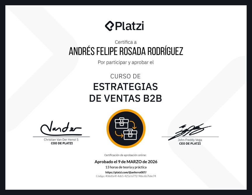 Diploma del Curso de Estrategias de Ventas B2B