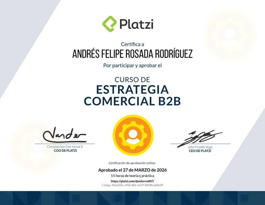 Diploma del Curso de Estrategia Comercial B2B