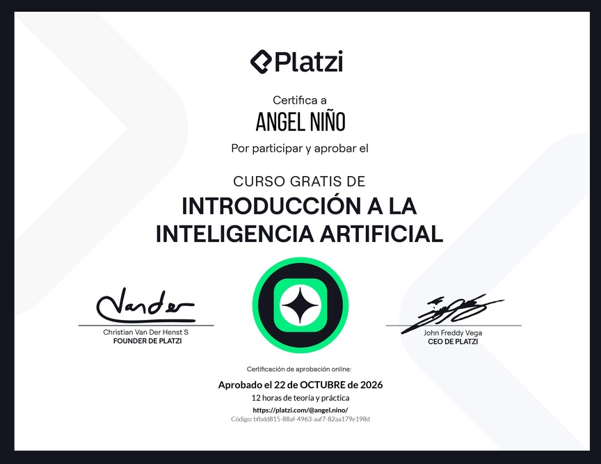 Diploma del Curso Gratis de Introducción a la Inteligencia Artificial