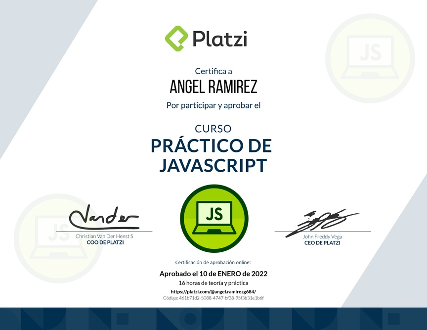 Diploma del Curso Práctico de JavaScript