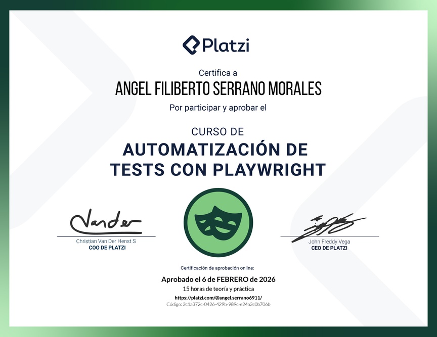 Diploma del Curso de Automatización de Test con Playwright