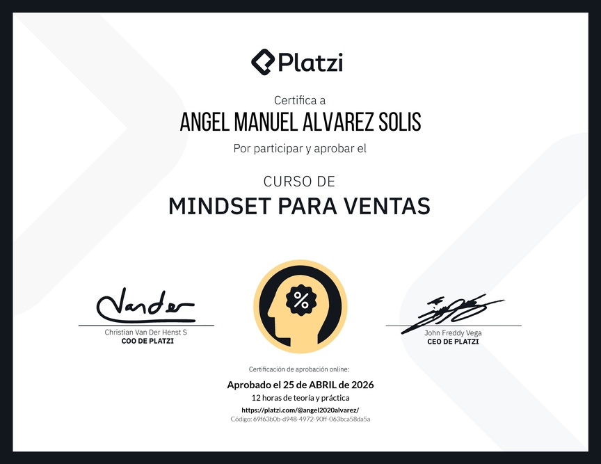 Diploma de Mindset para Ventas