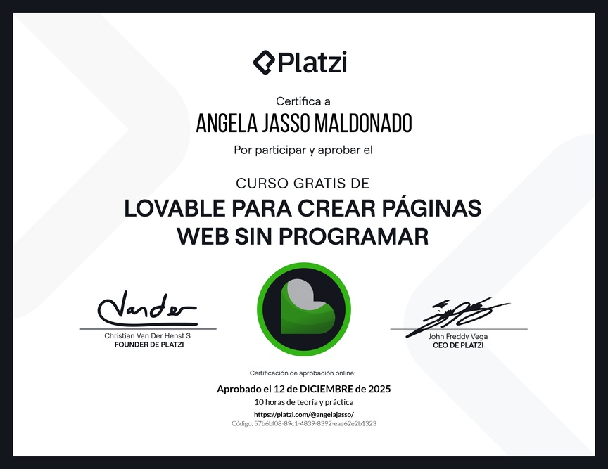 Diploma del Curso Gratis de Lovable para Crear Páginas Web sin Programar
