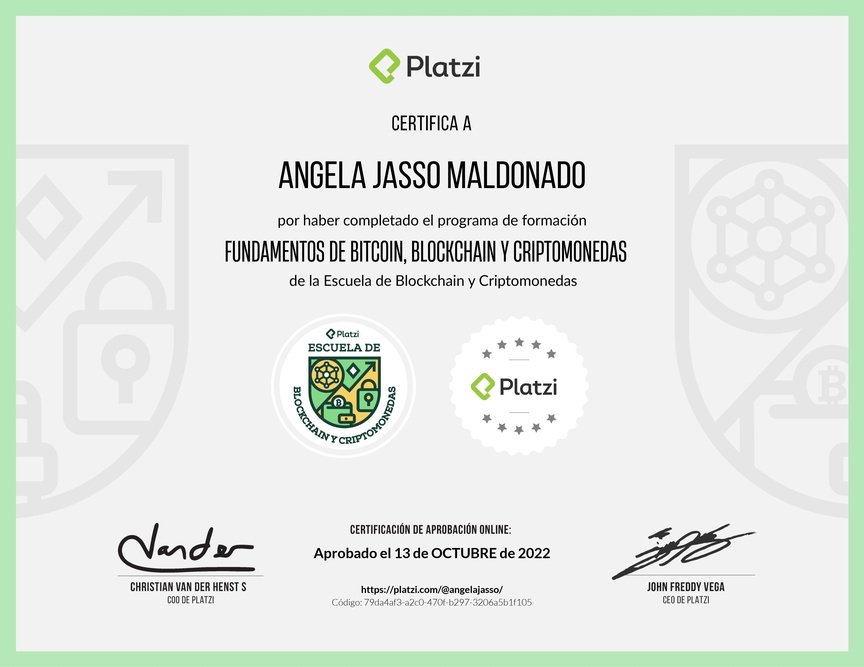 Diploma de la Ruta de Aprendizaje de Fundamentos de Bitcoin, Blockchain y Criptomonedas
