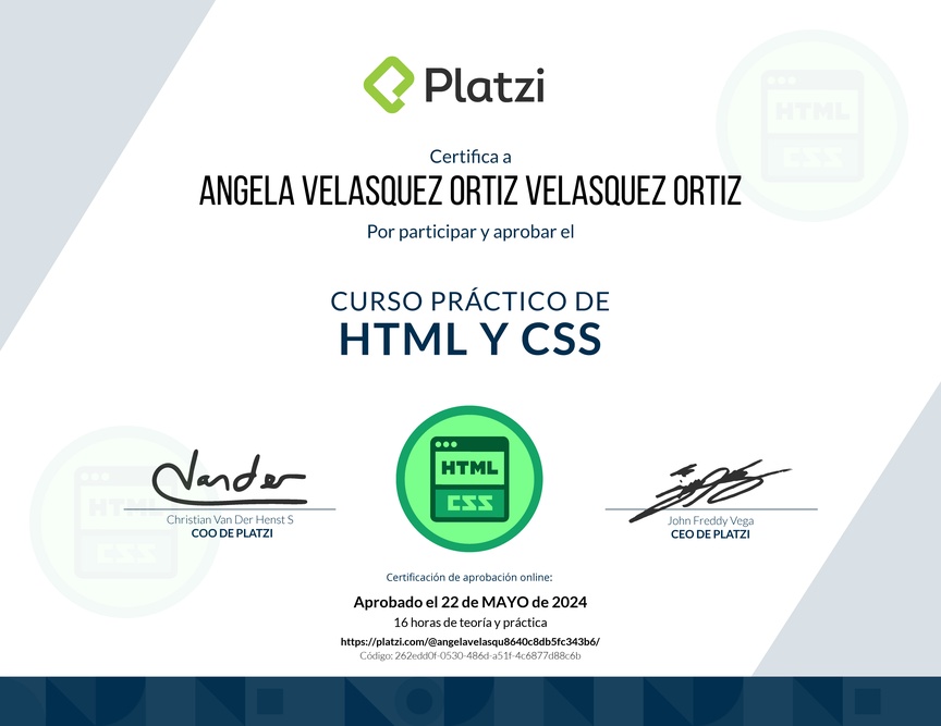 Diploma del Curso Práctico de HTML y CSS