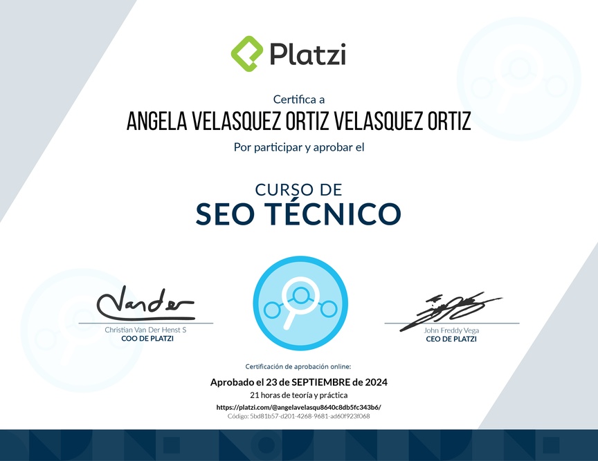 Diploma del Curso de Optimización de SEO Técnico