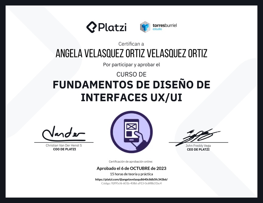Diploma del Curso de Fundamentos de Diseño de Interfaces UX/UI