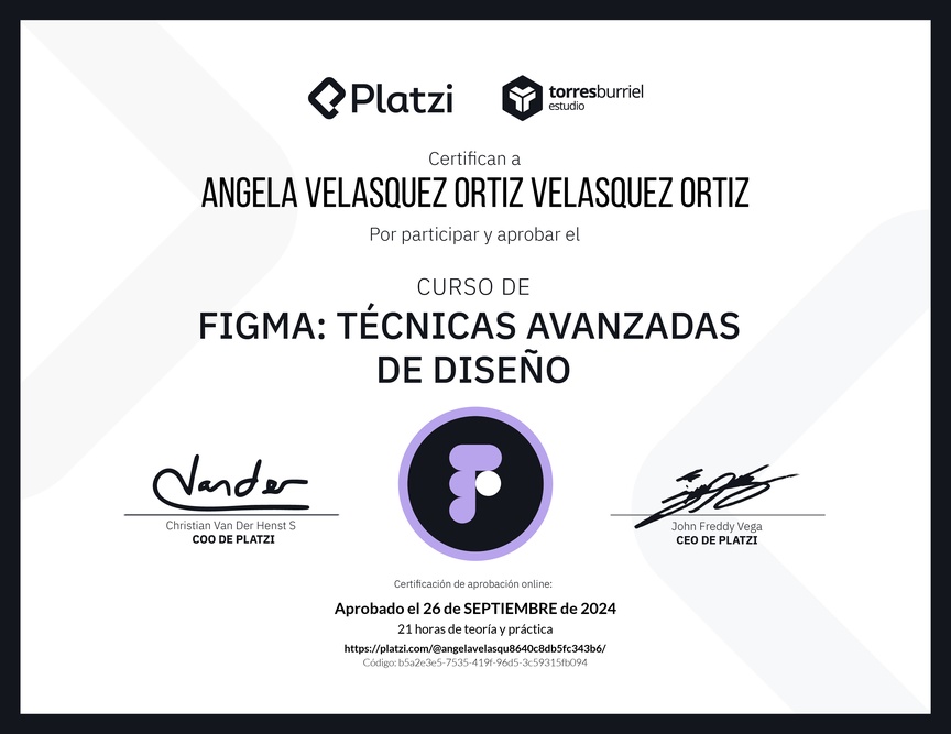 Diploma del Curso de Figma: Técnicas Avanzadas de Diseño