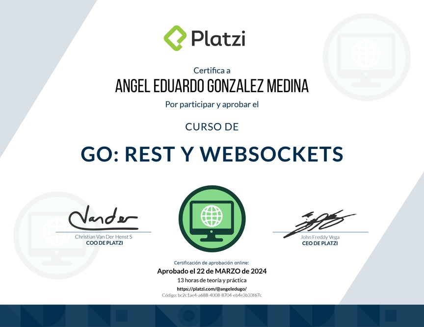 Diploma del Curso de Go Avanzado: REST y WebSockets
