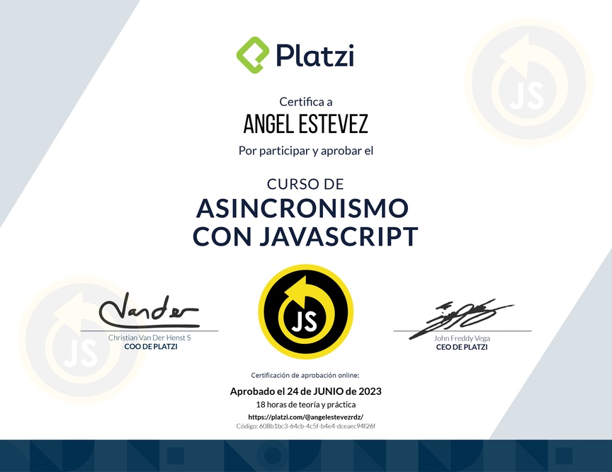 Diploma del Curso de Asincronismo con JavaScript 2022