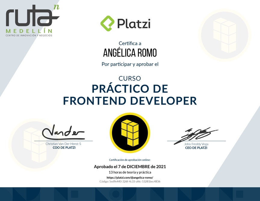 Diploma del Curso Práctico de Frontend Developer