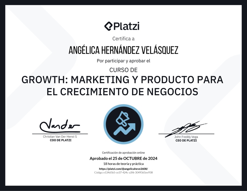 Diploma del Curso de Growth: Marketing y Producto para el Crecimiento de Negocios