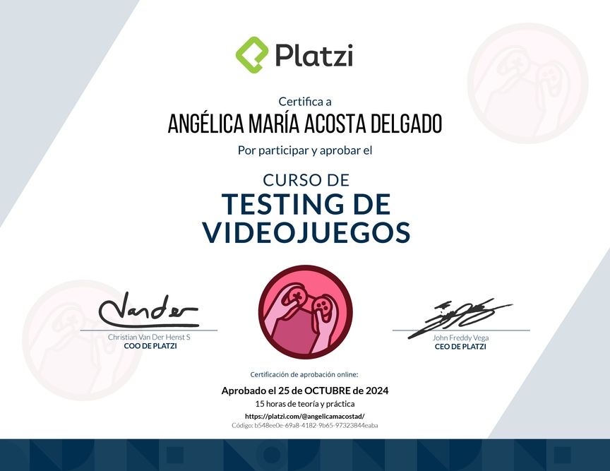 Diploma del Curso de Testing de Videojuegos