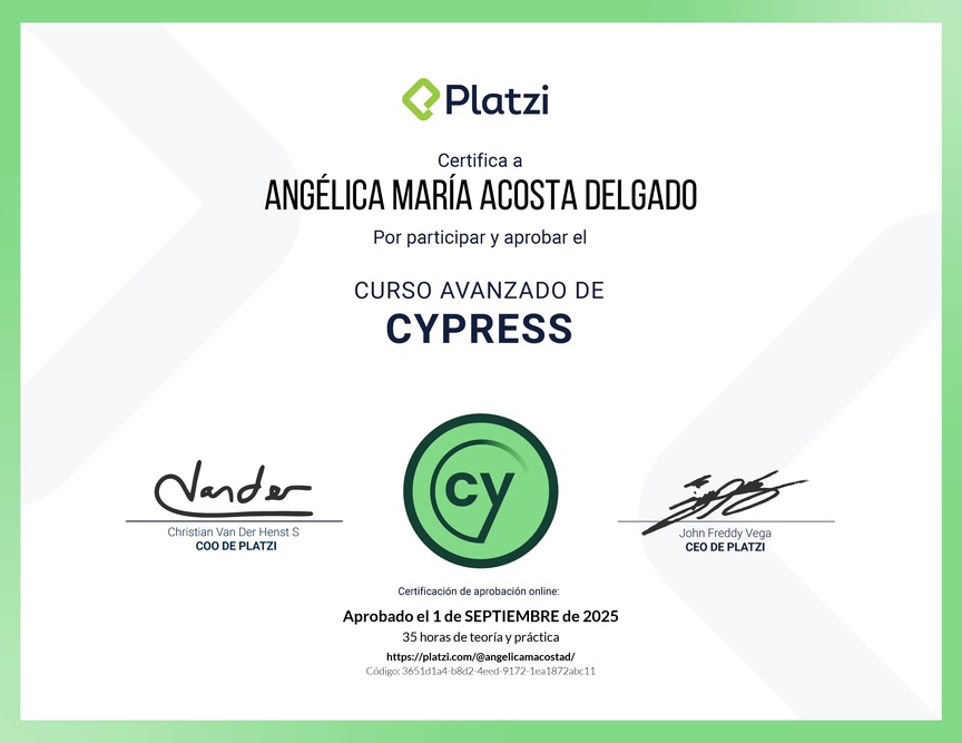 Diploma del Curso de Cypress Avanzado