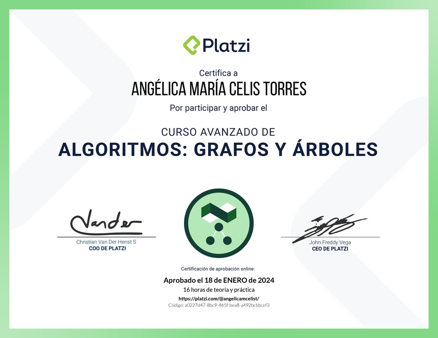Diploma del Curso de Algoritmos Avanzados: Grafos y Árboles