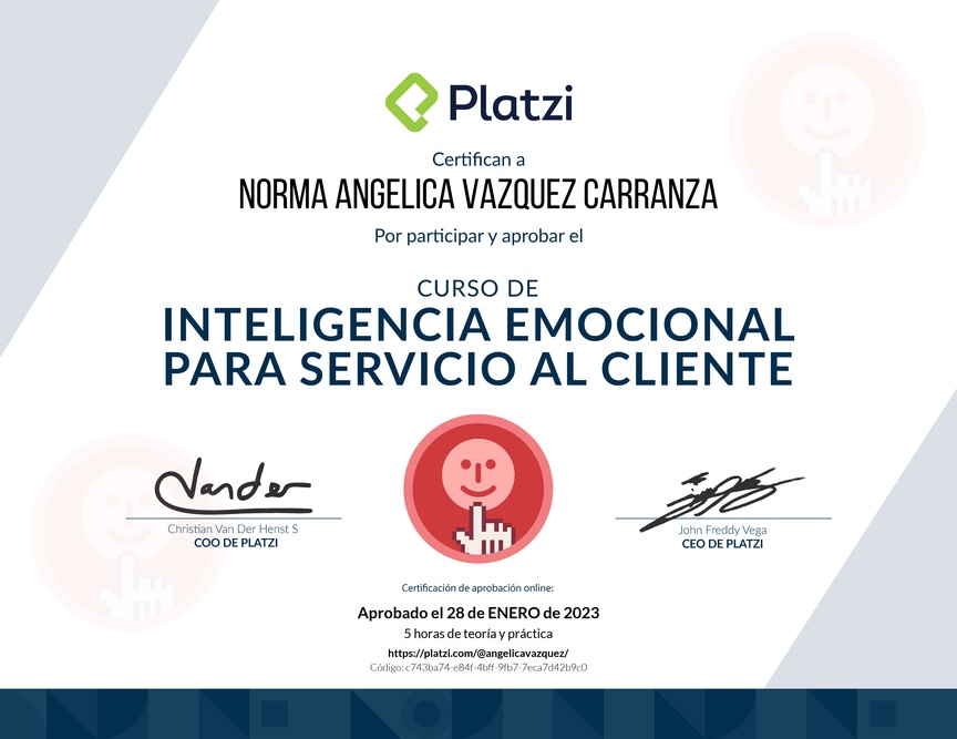 Diploma del Curso de Inteligencia Emocional para Servicio al Cliente