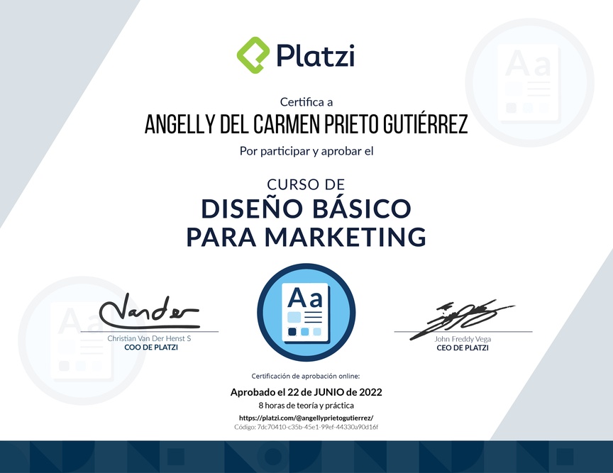 Diploma del Curso de Introducción al Diseño para Marketing