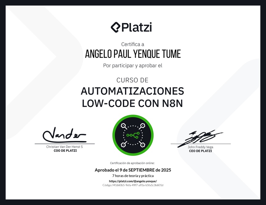 Diploma del Curso de Automatizaciones con n8n