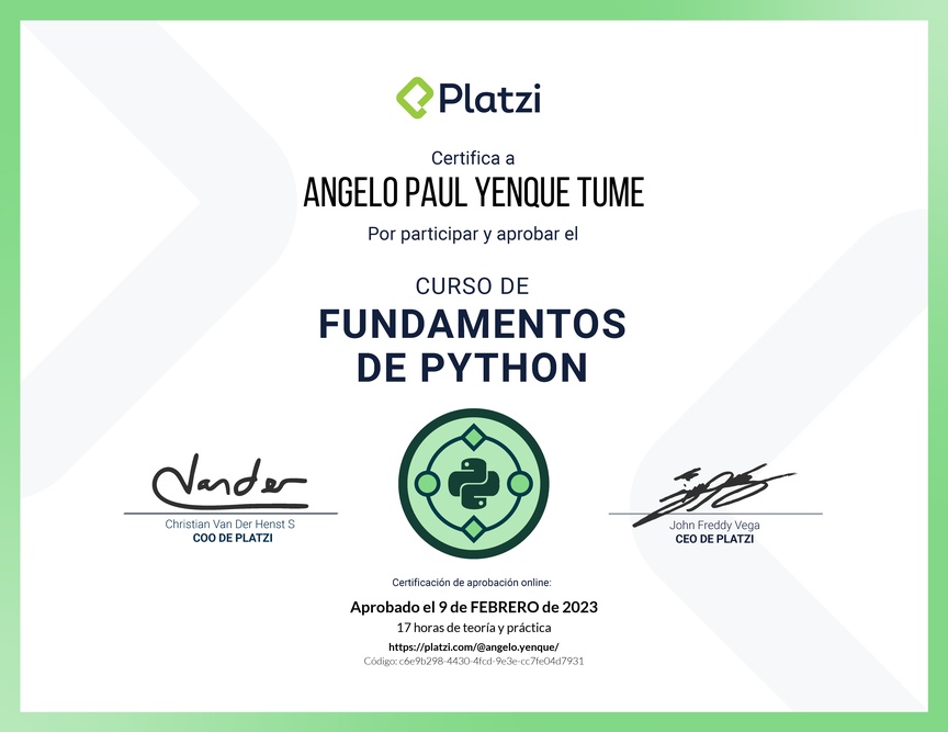 Diploma del Curso de Fundamentos de Python
