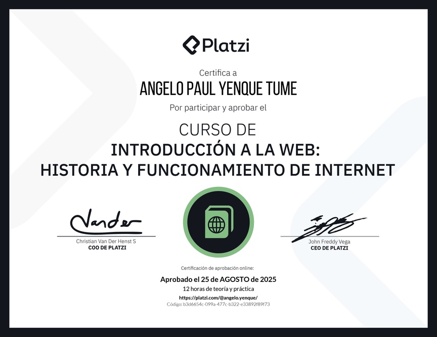 Diploma del Curso de Introducción a la Web: Historia y Funcionamiento de Internet