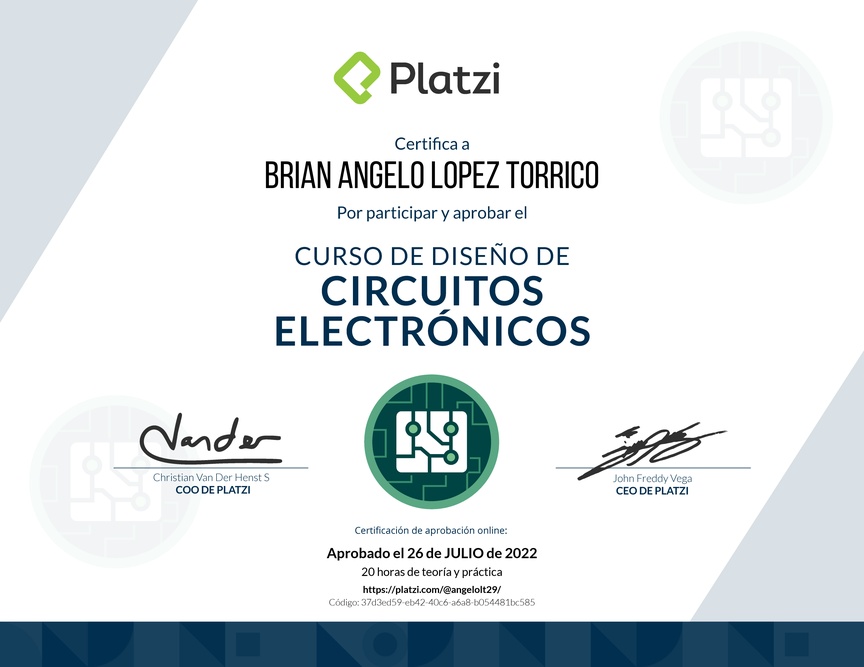 Diploma del Curso de Diseño de Circuitos Electrónicos