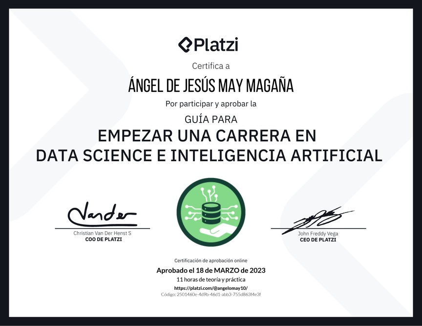 Diploma de Guía para Empezar una Carrera en Data Science e Inteligencia Artificial