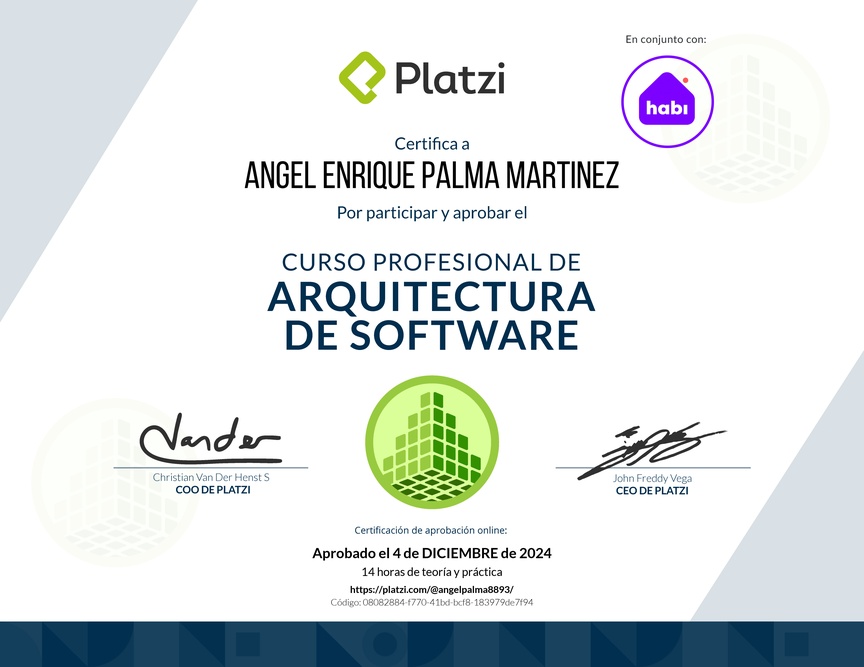 Diploma del Curso Profesional de Arquitectura de Software