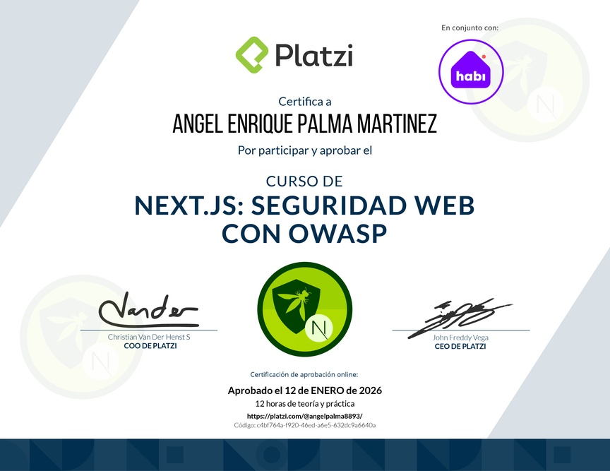 Diploma del Curso de Next.js: Seguridad Web con OWASP