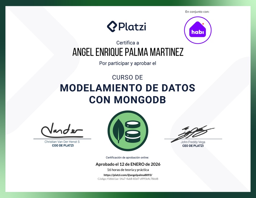 Diploma del Curso de Modelado de Datos en MongoDB