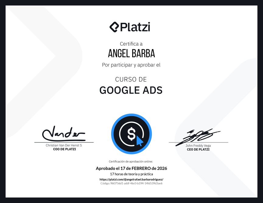 Diploma del Curso de Google Ads