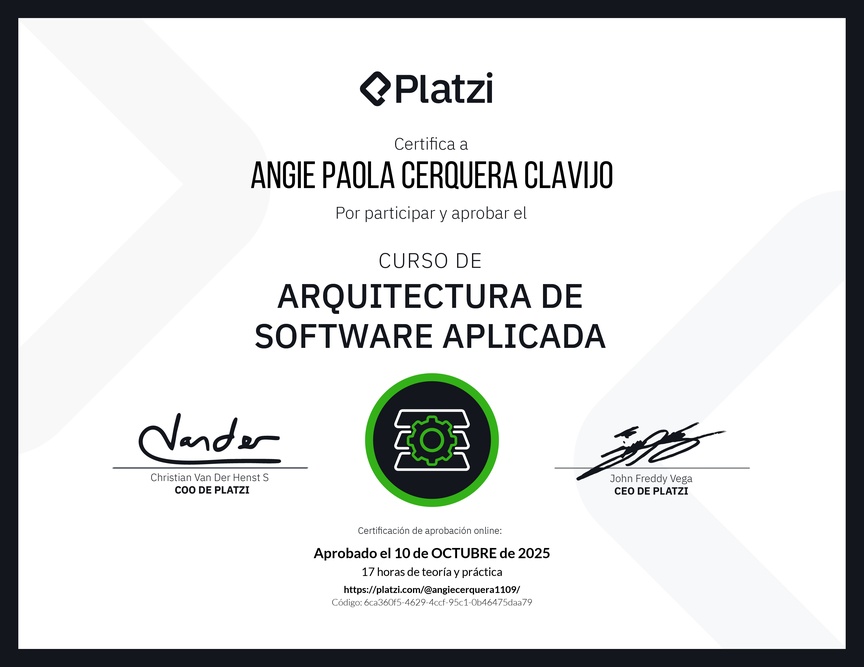 Diploma del Curso de Arquitectura de Software Aplicada