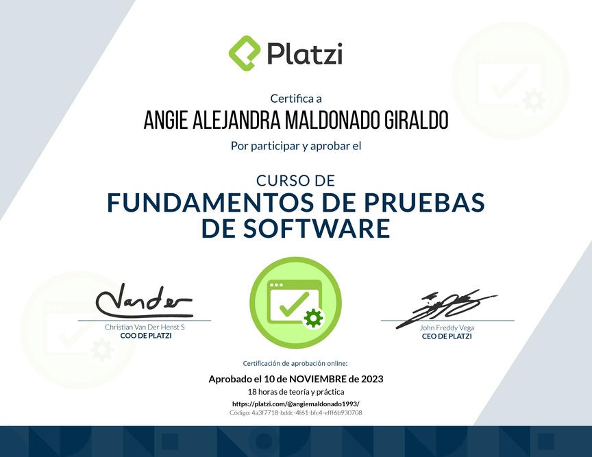 Diploma del Curso de Fundamentos de Pruebas de Software