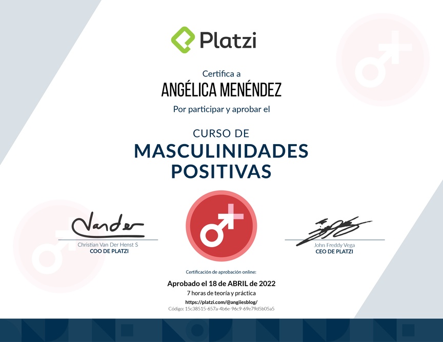 Diploma del Curso de Masculinidades Positivas
