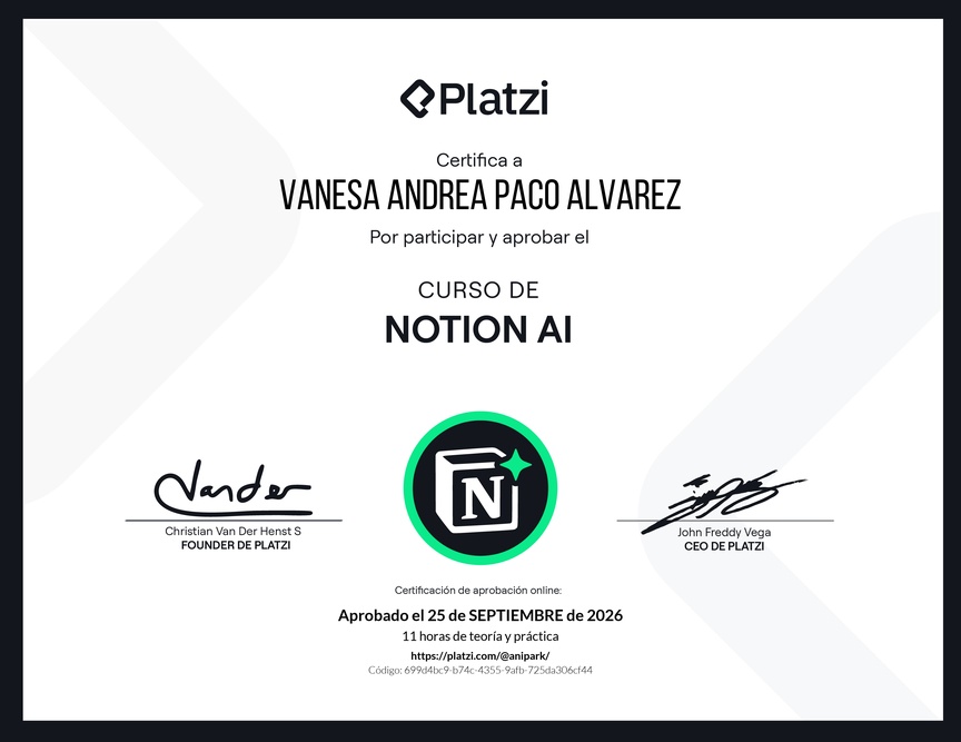 Diploma del Curso de Notion AI