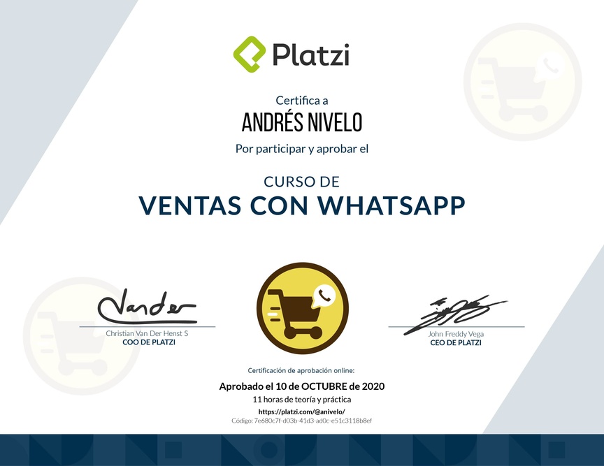 Diploma del Curso de Ventas con WhatsApp