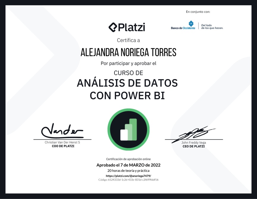 Diploma del Curso de Análisis de Datos con Power BI