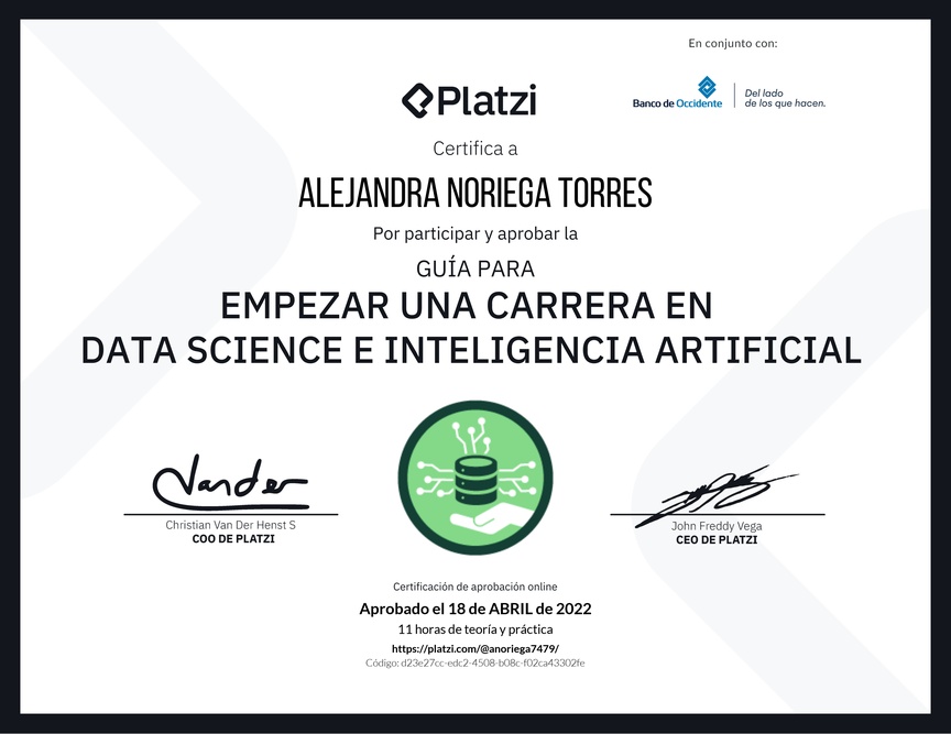 Diploma de Guía para Empezar una Carrera en Data Science e Inteligencia Artificial