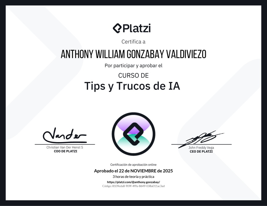 Diploma del Curso de tips y trucos de IA